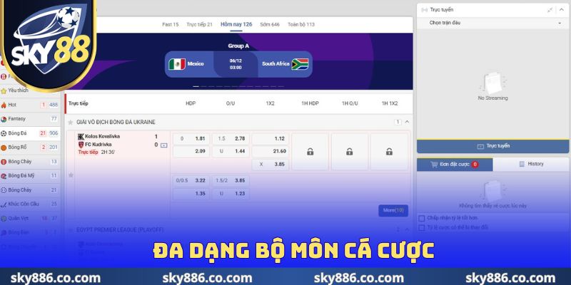Đa dạng bộ môn cá cược