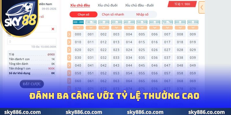 Đánh ba càng với tỷ lệ thưởng cao