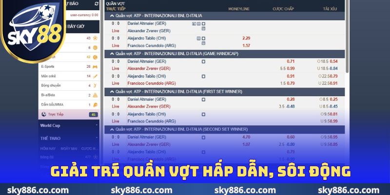 Giải trí quần vợt hấp dẫn, sôi động
