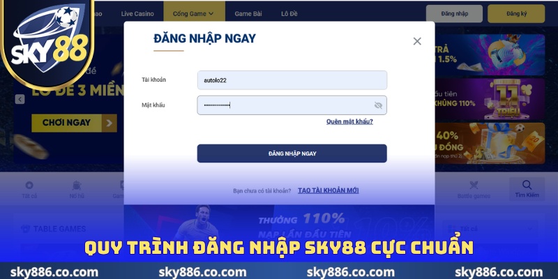 Quy trình đăng nhập SKY88 cực chuẩn