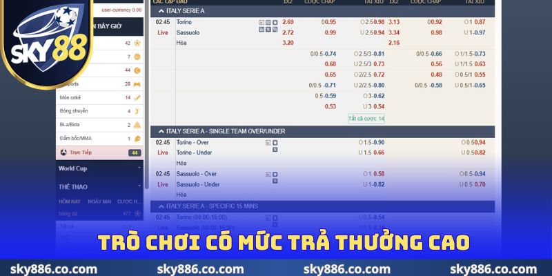 Trò chơi có mức trả thưởng cao